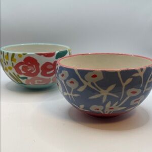 Leah Reena Goren for Anthropologie Floral Ceramic Cereal Bowls - Blue and Coral